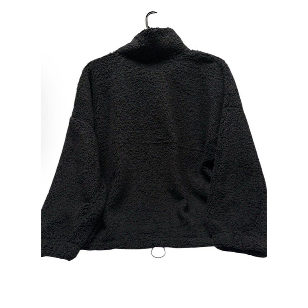 No Boundaries Black Womens Natural Half Zip Plush Pullover W/Pockets Sz M